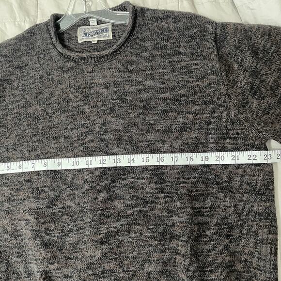 Schott Bros Sweater Mens Sz XL Brown Cotton Knit Rolled Crew Neck Vintage 90s - Picture 3 of 7